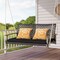 Costway 2-Person Patio Rattan Hanging Swing Chair Porch Loveseat Cushion Off